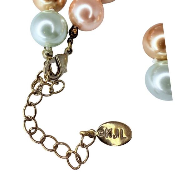 Vintage Kenneth J Lane Pastel Pearl Necklace 22" Large Heavy Inaugural Easter - Picture 6 of 7